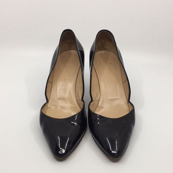 Escada Vintage Black Patent Leather Sculptural Heels Sz 38 US 8 - Picture 5 of 16